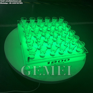 GEMEI Rechargeable Acrylic 36 Shot Glasses Service Tray LED Lighted Square Cube Flight Tray Cocktails Cup Glorifier Display Rack