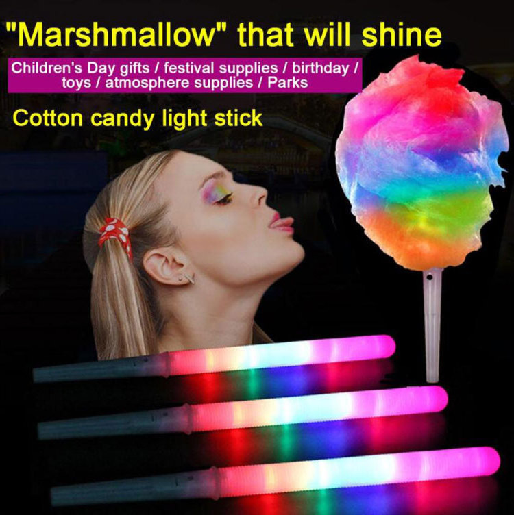 Reusable Food Grade glowing Marshmallow roasting sticks led light up flashing stick for cotton candy