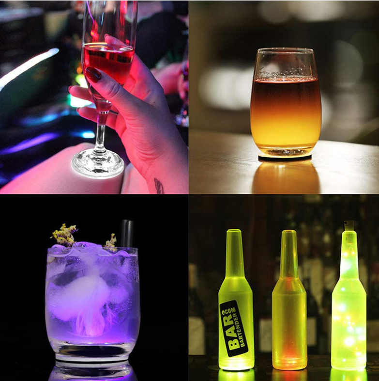 #9017 Hot Sales LED Light Up Coaster Light Sticker Waterproof LED Coasters for bar supplies