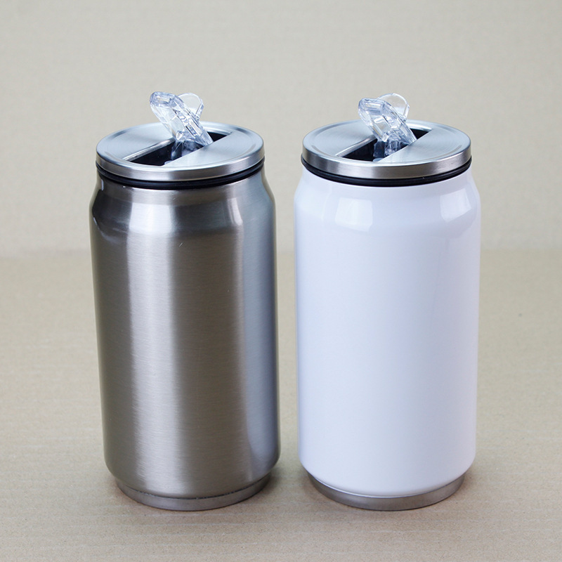 Sublimation Blanks 350ML Double Wall Insulated Vacuum Stainless Steel White Beer Soda Can Water Bottle Cola Can Tumbler