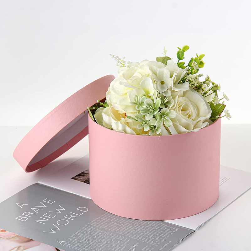 Wholesale Custom cylinder luxury flower pink round cardboard jewelry hat packaging gift boxes with lid