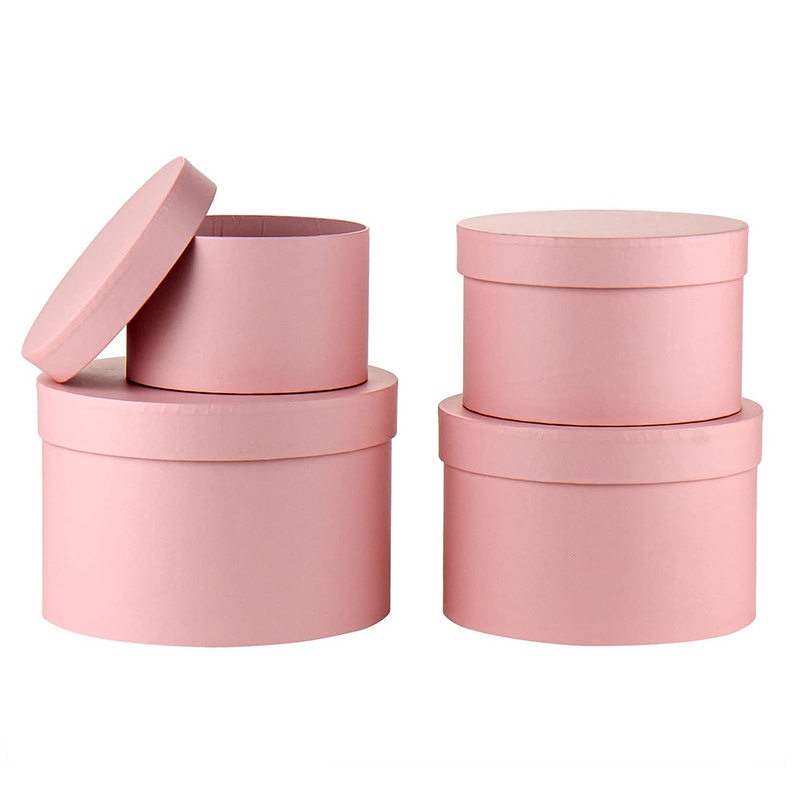 Wholesale Custom cylinder luxury flower pink round cardboard jewelry hat packaging gift boxes with lid