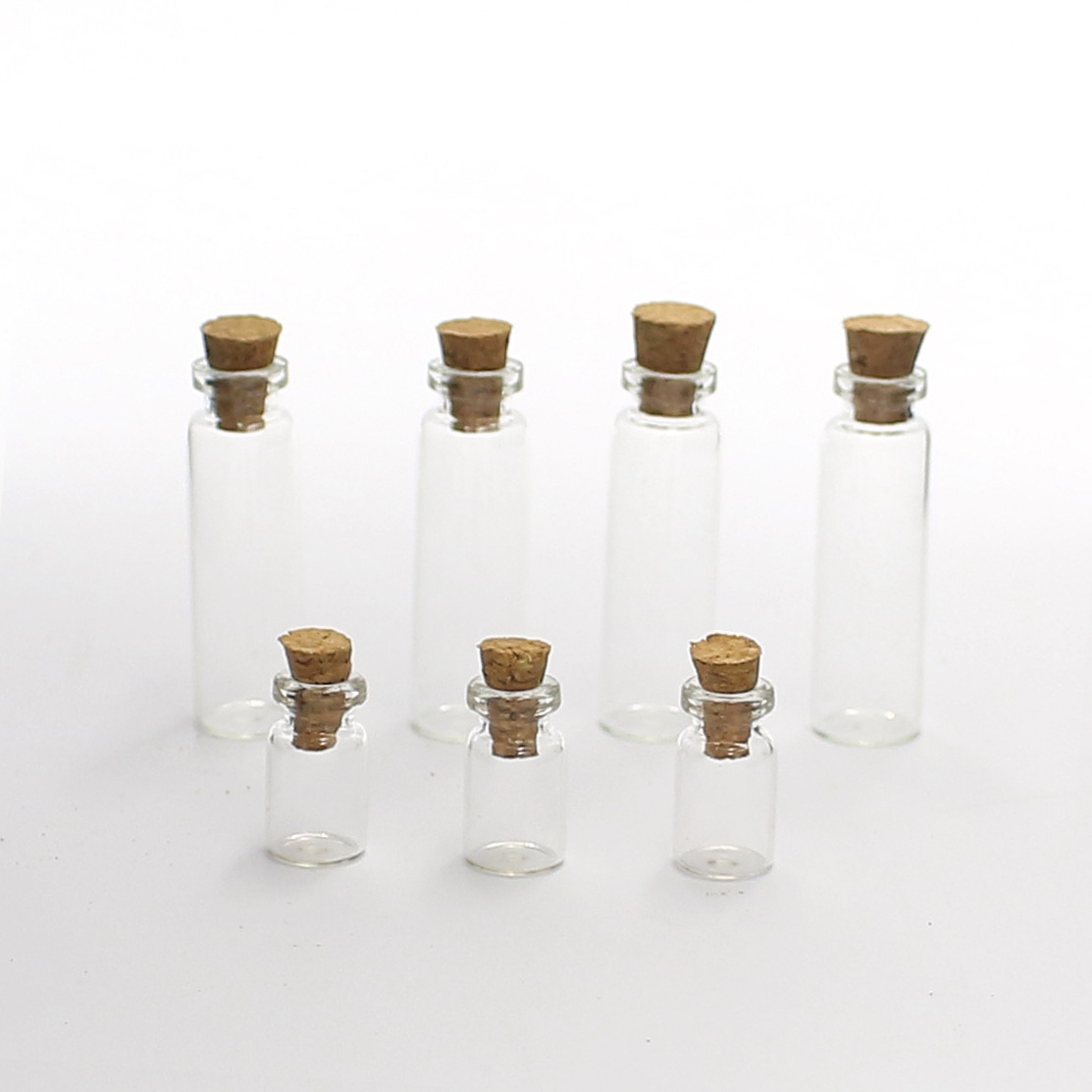 GL Popular Mini Glass Bottles Decorative Potion Jars Sand Art Bottles Message Bottle with Wood Cork Stoppers