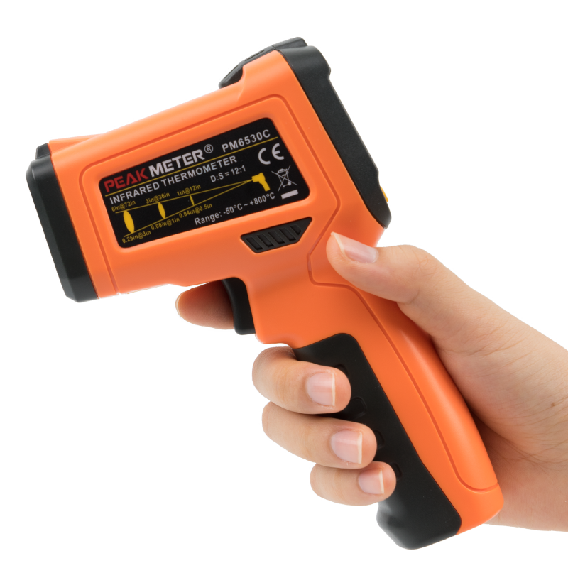 PEAKMETER PM6530C Digital Infrared Laser Thermometer Non-contact Industrial Temperature Meter Gun Backlight Color screen