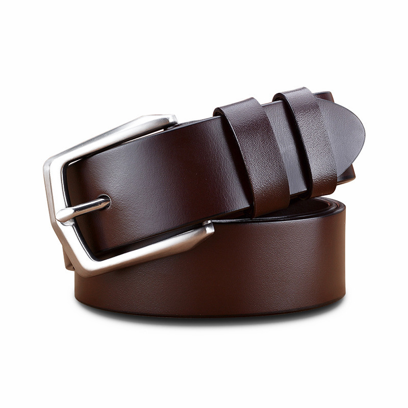 High Quality Cowhide Full Grain Leather Stainless Steel Buckle Handmade Luxury Men Jeans Belt