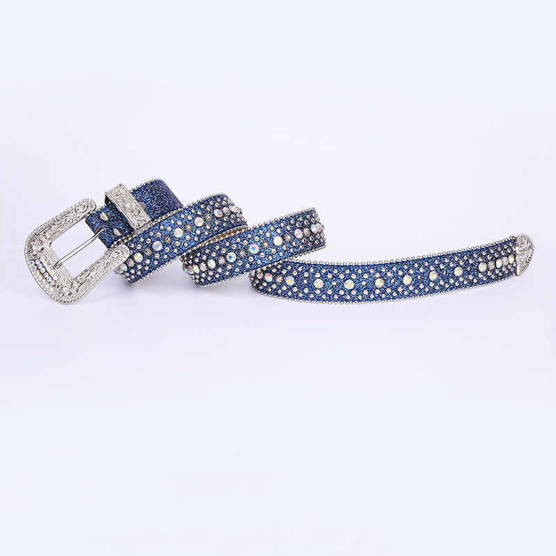 Shinning Luxury Crystal Rhinestone Belts Men Women Unisex Diamond Studded Western Designer Leather Belt BB simon