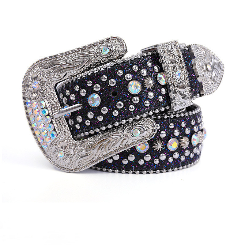 Shinning Luxury Crystal Rhinestone Belts Men Women Unisex Diamond Studded Western Designer Leather Belt BB simon