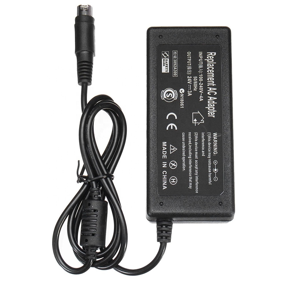 Hot sell 24V 3A DC 3 Pin Switching Power Supply Adapter Charger 100-240V AC Input For Printer TV Box MP3 Camera Use