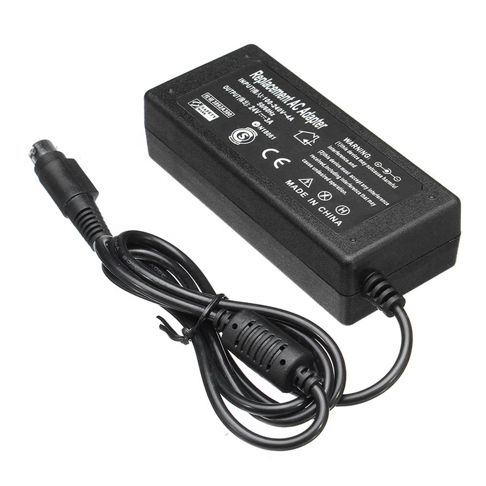 Hot sell 24V 3A DC 3 Pin Switching Power Supply Adapter Charger 100-240V AC Input For Printer TV Box MP3 Camera Use