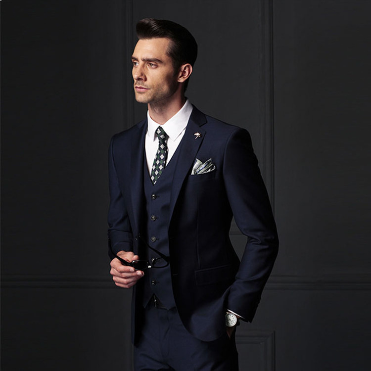 New style wool fabric two button notch lapel men slim fit new pant coat design suits wedding