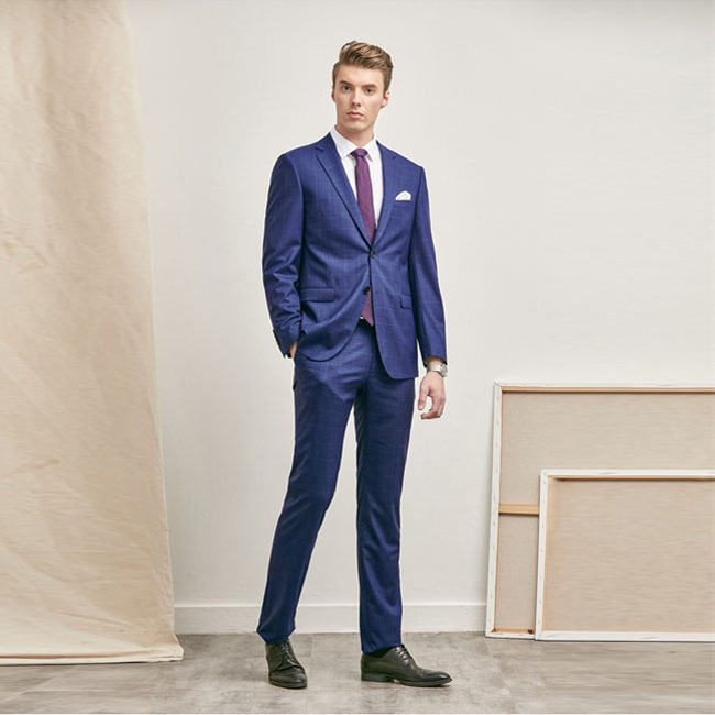 Business casual 100% wool super 110s custom mens suits 2 piece made to measure royal blue suit