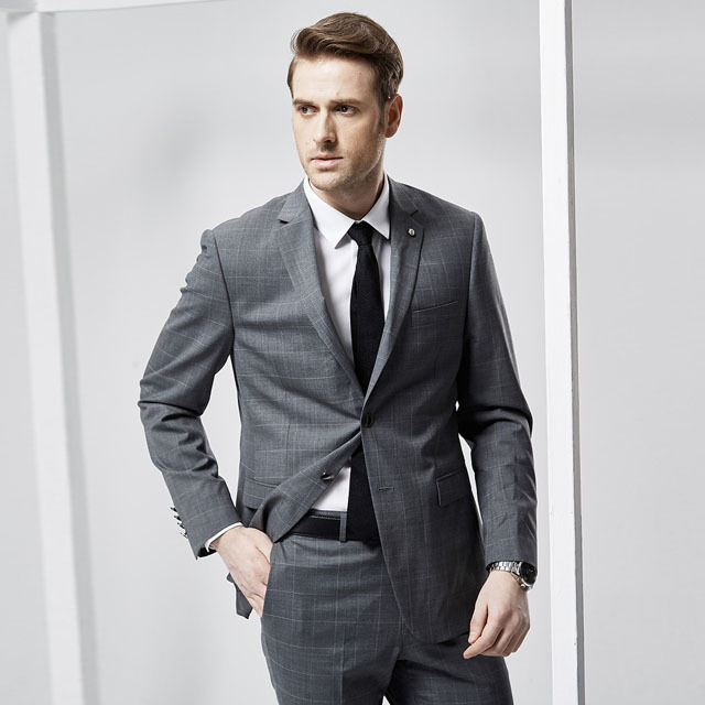 Full canvas slim italian suit men 100%wool imported fabric custom tailor mtm grey coat pant men suit