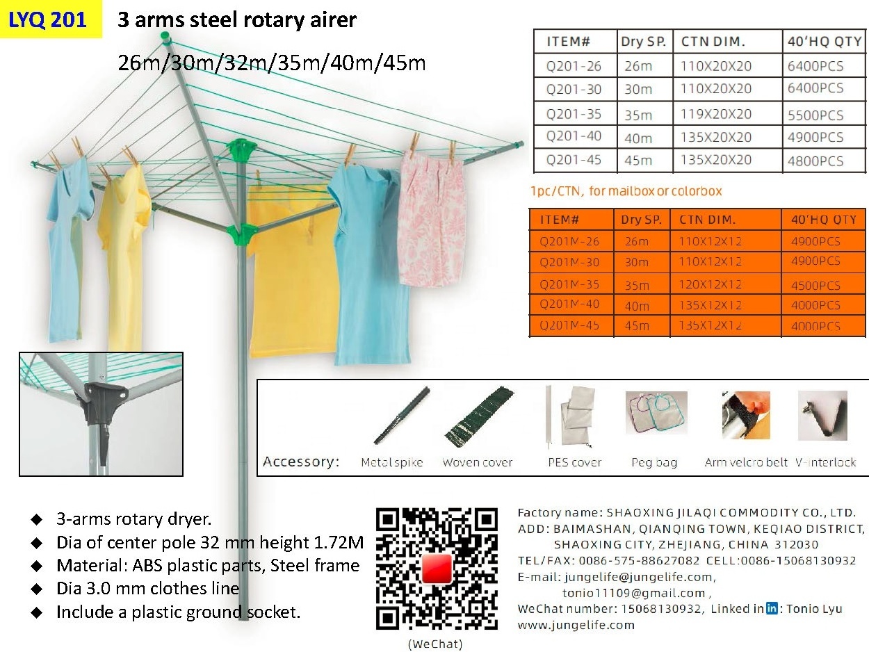 3 arms 26m outdoor laundry folding rotary cloth airer washing line clothes airer drying rack