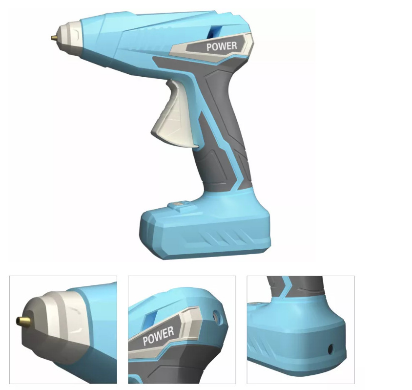 Cordless Glue Gun 15W Light Blue Big Trigger With Hot Glue Sticks Anti-Drip Pointed Toe Thin Nozzle Glue Gun