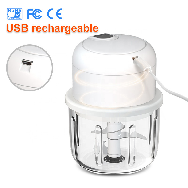 Good Quality Baffle Design Glass Cup 300mL Multifunctional Electric Food processor For kitchen