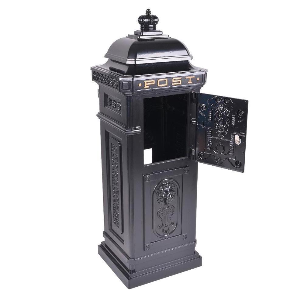 free standing hot sale outdoor garden cast aluminum mailbox post box lion letterbox mail box