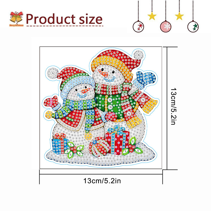 DIY Diamond Painting Sticker Kits for Kids Lovely Snowman Christmas Diamond Art Wall Sticker