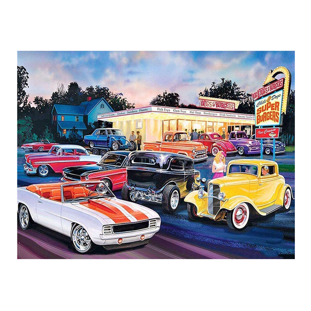 Factory Wholesale Cartoon Picture Cars And Burger Shop Diamond Painting Handmade Diamond Cross Stitch Canvas Wall Decor Painting