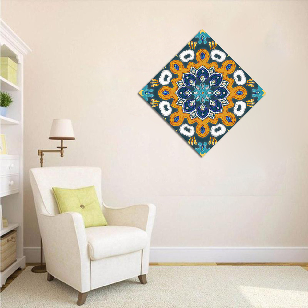 Square Mandala Diamond Painting Wall Sticker 5d Diy Bright Diamonds Wall Sticker Home Art Decorative Painting