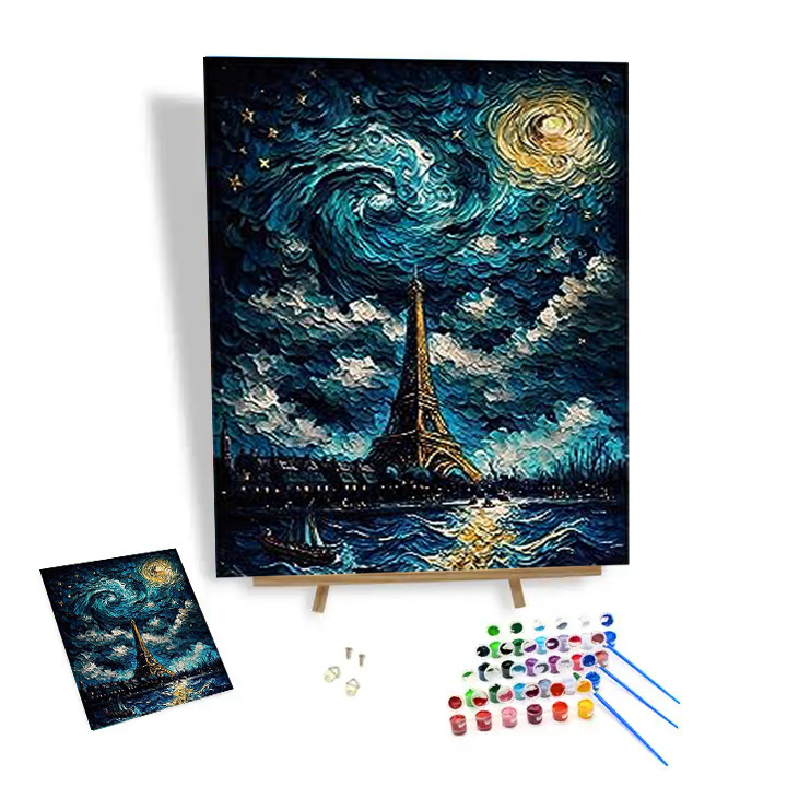 Diy Painting By Numbers The Fantasy Eiffel Tower Custom Paint By Numbers For Adults Acrylic Paint Indoor Wall Decoration