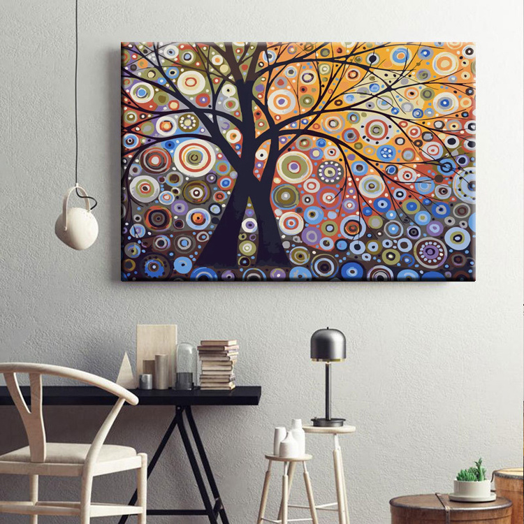 New Abstract Painting by Numbers Tree Colorful Acrylic Paint by Number Oil Canvas Painting Landscape Wall Art Home Decor