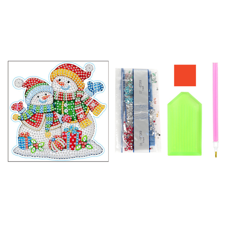 DIY Diamond Painting Sticker Kits for Kids Lovely Snowman Christmas Diamond Art Wall Sticker