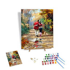 Diy Painting By Numbers Kit Scenery Diy Paint By Numbers Loving Couple And Pet Hand-painted On Canvas Oil Painting Home Decor