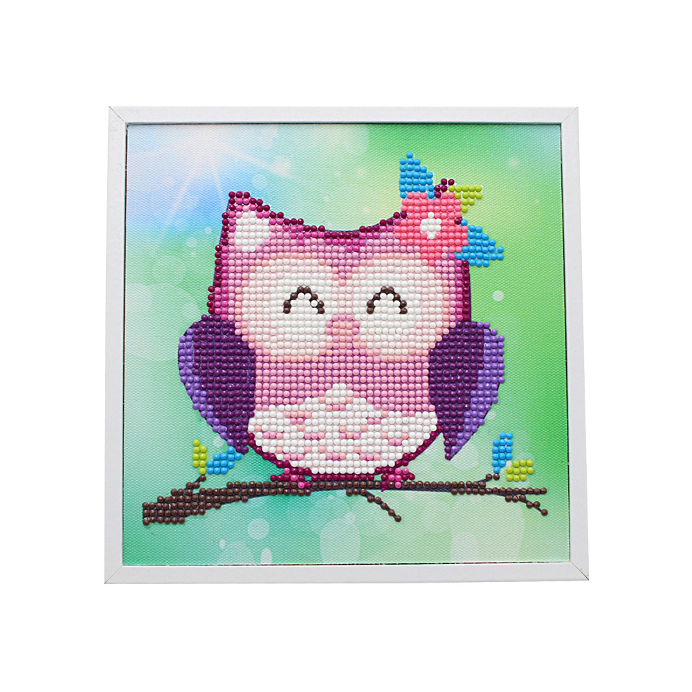 Framed Children Cartoon Owl Diamond Painting Diy Hand Paint Picture By Numbers Canvas Kits For Bedroom Wall Desktop Decor