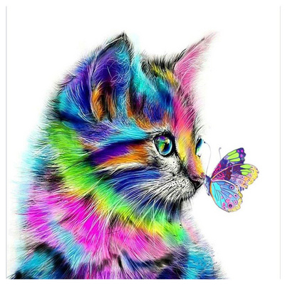 Factory Wholesale 5d Diy Diamond Painting Color Cat Butterfly Diamond Art Embroidery Animal Series Partial Diamond Wall Decor