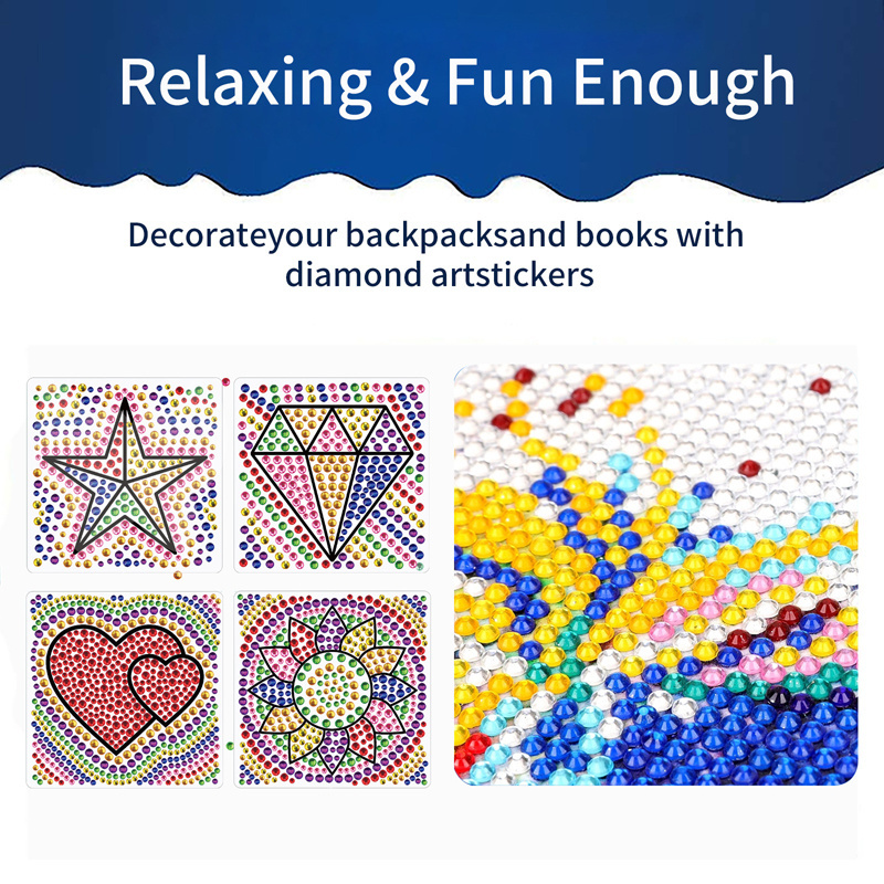 DIY Diamond Painting Stickers Five Pointed Star Love Feel Free to Paste Crystal Diamond Big Gems Stickers