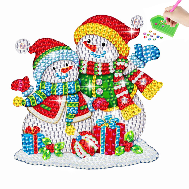 DIY Diamond Painting Sticker Kits for Kids Lovely Snowman Christmas Diamond Art Wall Sticker