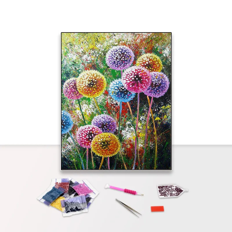 Wholesale 5d Diy diamond painting Colorful Dandelion innovative full diamond Mosaic diamond painter House hand-designed decor