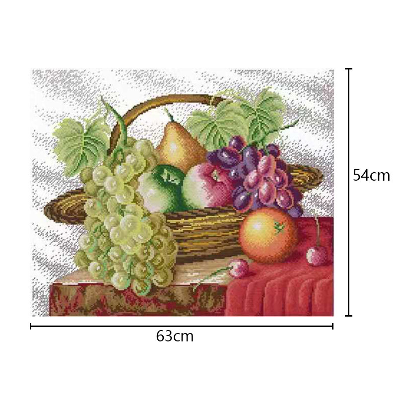 Diy Bamboo Basket Fruit Exquisite Cross Stitch Handmade Embroidery Kit Enjoyable Printed Canvas Still Life Picture Needlework