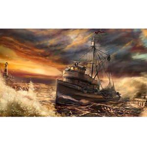 New Design A Ship On The Sea Shrouded In Dark Clouds Diamond Embroidery Home Decor 5d Full Drill Diamond Painting For Adults