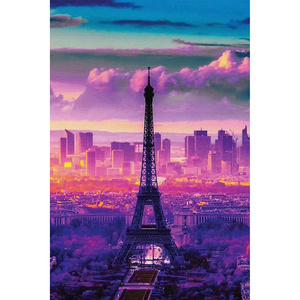 The Eiffel Tower In Purple Clouds Diy Diamond Painting Full Drill 5d Diamond Embroidery Canvas Painted Decor Art For Home