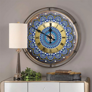 Factory Direct Sale Round Iron Sheet Clock Diamond Painting Crystal Special Shaped Drill Mandala Diamond Embroidery Wall Decor