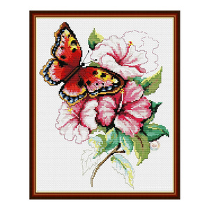 New Arrival Cotton Thread 9/11/14 CT Cross Stitch Flower And Butterfly Sewing Printing Embroidery Art Decor For Living Room