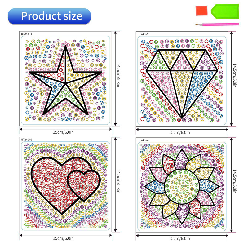 DIY Diamond Painting Stickers Five Pointed Star Love Feel Free to Paste Crystal Diamond Big Gems Stickers