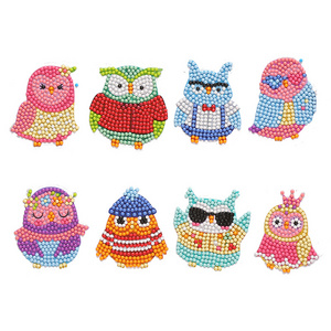 Factory Direct Sale Creative Child Crystal Diamond Cartoon Owl Hat Sunglasses Crown Mosaic Sticker Cups And Bags Stickers