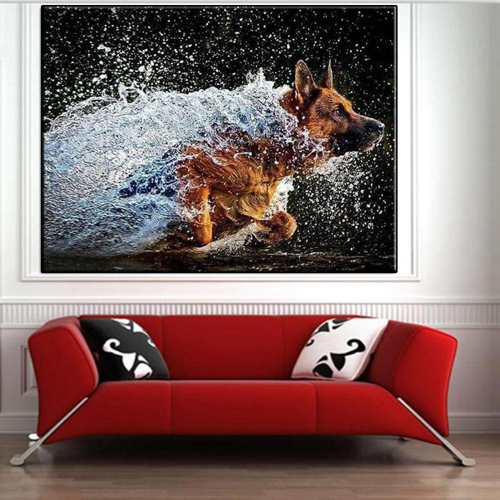 Home Decoration Wholesale Diamond Painting Full Drill The Dog In Water Diamond Embroidery Kits For Kids 5d Diy Wall Art