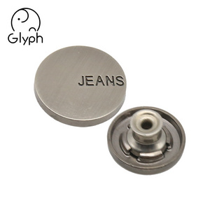 Fashion brushed silver custom made logo metal jeans button and rivets for denim