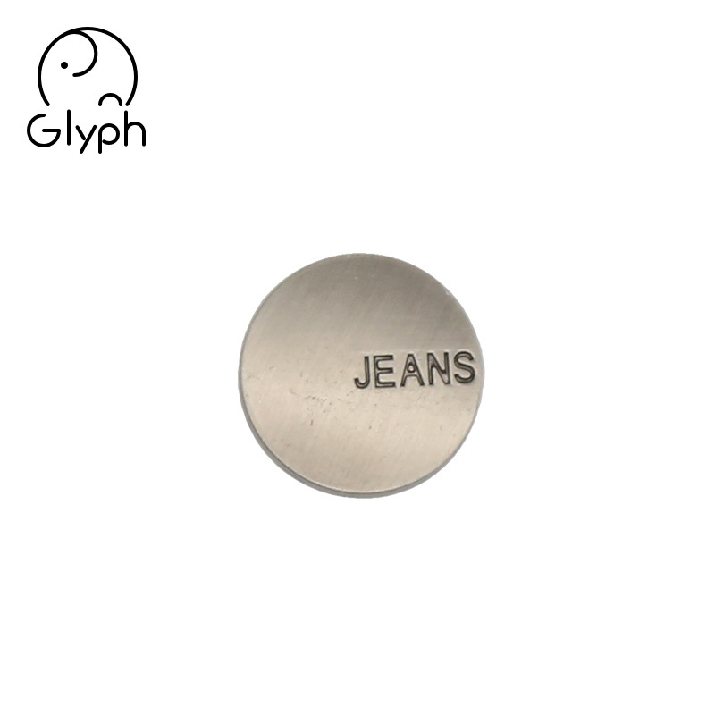 Fashion brushed silver custom made logo metal jeans button and rivets for denim