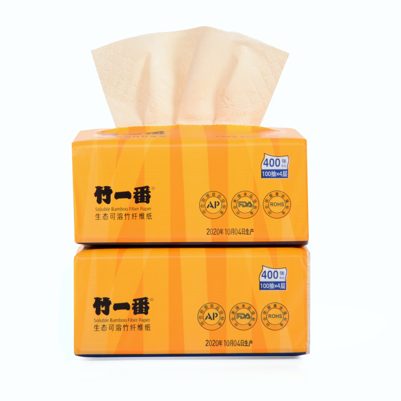 Good Absorbency Ultra Soft 1- 4 ply Strong Vigin Bamboo Pulp Soluble Bamboo Fiber Paper Custom Facial Tissue