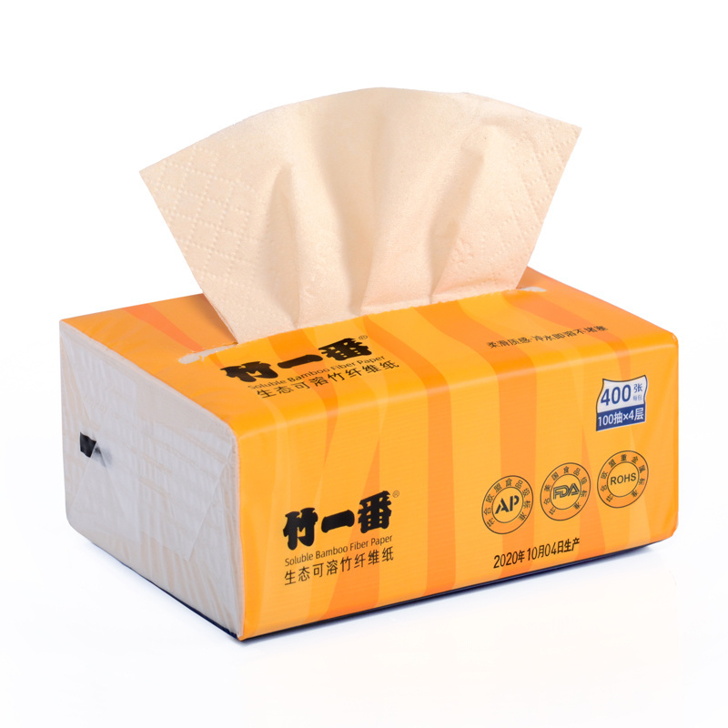 Good Absorbency Ultra Soft 1- 4 ply Strong Vigin Bamboo Pulp Soluble Bamboo Fiber Paper Custom Facial Tissue