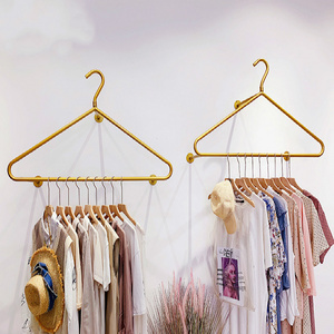 Custom Metal Garment Clothes Rack Store Golden Display Wall Mounted Hanger  Shop Decoration Shelf