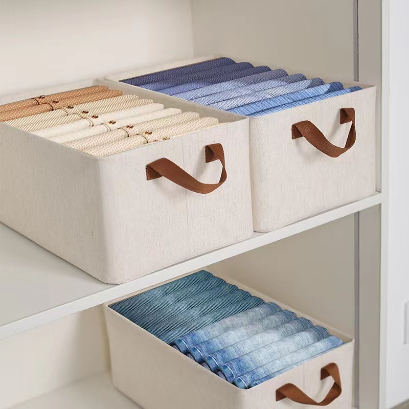 Hot Selling Foldable Separate Storage Boxes Rectangle Baskets Fabric Containers Boxes for Organizing Shelves Bedroom