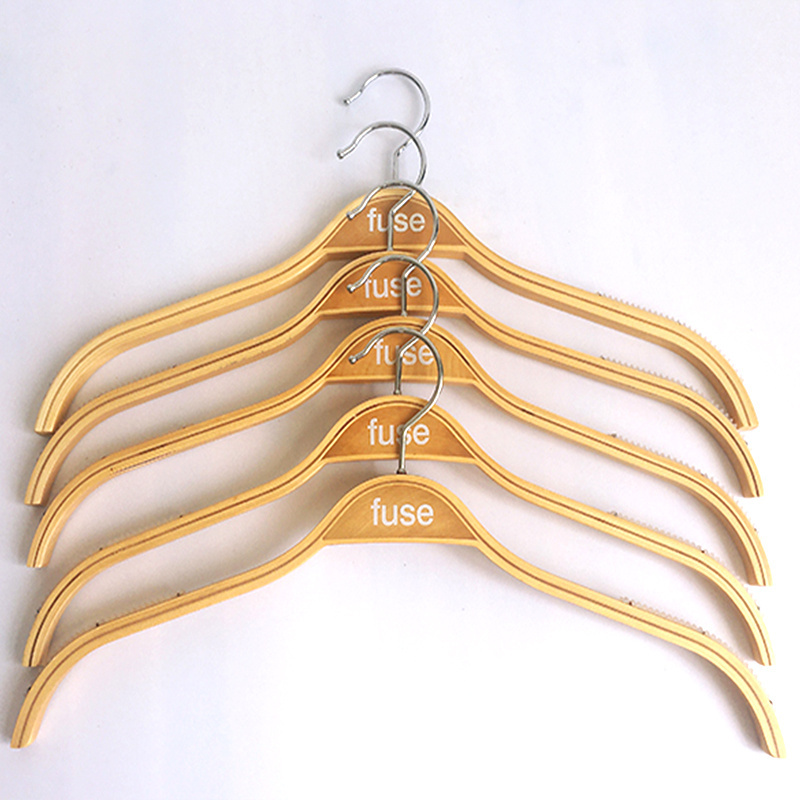 IMHO HANGER Lightweight Non Slip Wooden Hangers Heavy Duty Laminated Hangers Natural Finish with Soft Stripes for Camisole