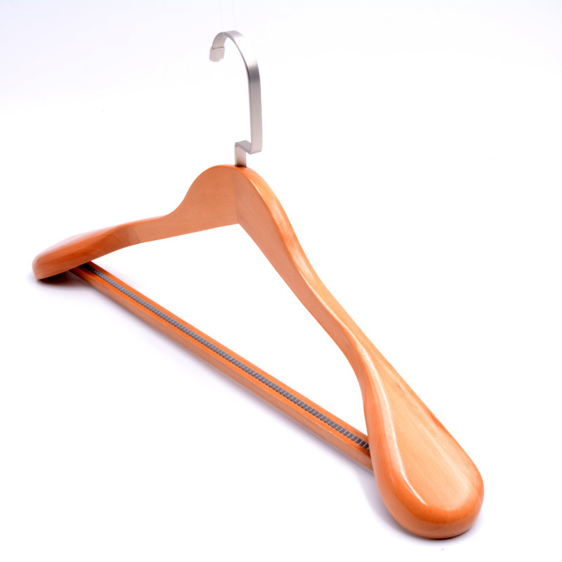 Deluxe garment suit coat wooden clothes hangers with anti slip bar