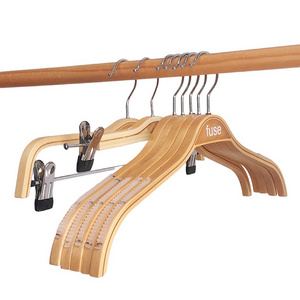 IMHO HANGER Lightweight Non Slip Wooden Hangers Heavy Duty Laminated Hangers Natural Finish with Soft Stripes for Camisole