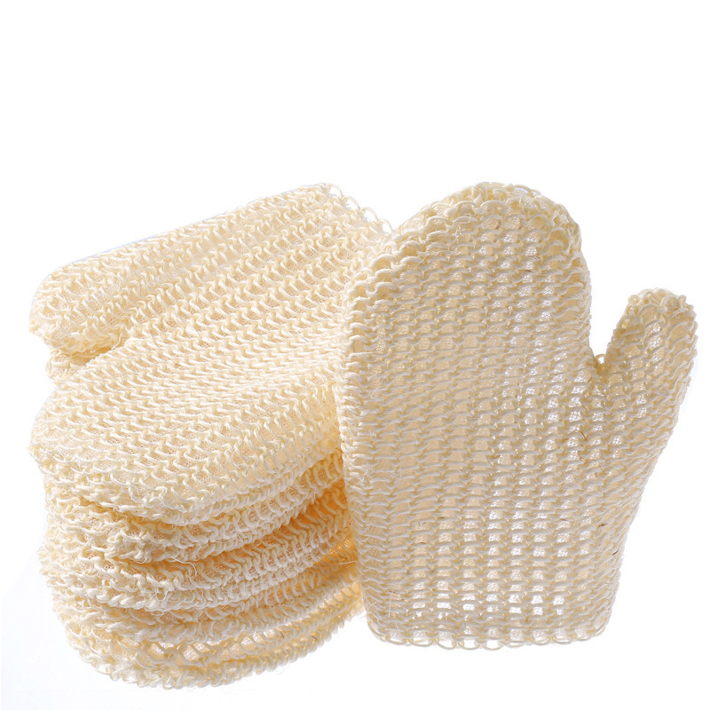 Exfoliating Sisal Hemp Fiber Loofah Glove Mitt Mitten Bath Sponge Scrubber Remove Dead Skin Gloves for Bath